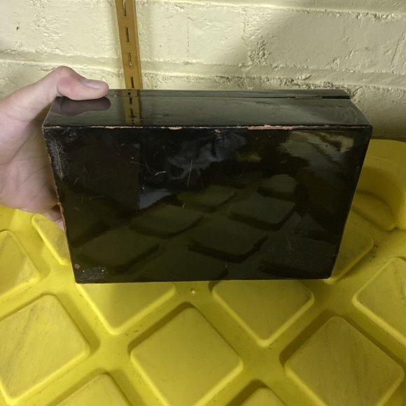 Chinese Black Lacquer Jewelry Box with Mother of Pearl Inlay Scenic Mirrored - Picture 6 of 6